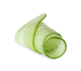 Slice of fresh ripe cucumber isolated on white