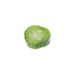 Slice of fresh green cucumber isolated on white