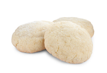 Fototapeta na wymiar Three tasty sugar cookies isolated on white