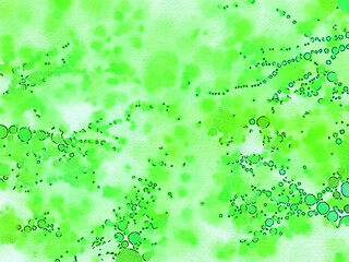 green bubbles watercolor paper background, abstract wet impressionist paint pattern, graphic design