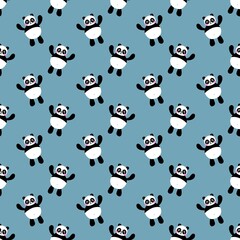Fototapeta na wymiar Cartoon seamless kawaii panda pattern for kids and fabrics and textiles and wrapping paper and kindergarten