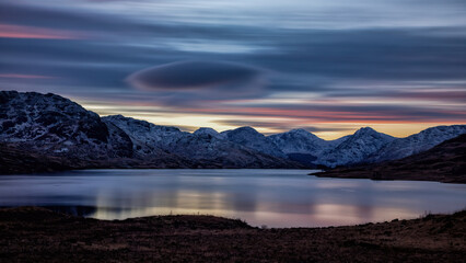 Mountain range at sunset