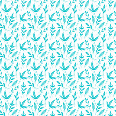 Aqua Blue Leaf on White