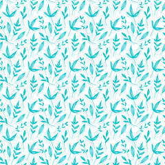 Aqua Blue Leaf on White