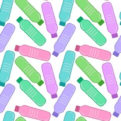 Coloured seamless plastic bottle pattern for packaging and fabrics and kids and kitchen and sports and notebooks