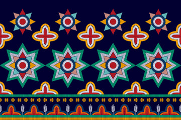 Ikat ethnic textile motif seamless pattern design. Aztec fabric carpet mandala ornaments textile decorations wallpaper. Tribal boho native turkey traditional embroidery vector background 