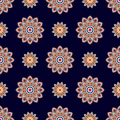 Ikat ethnic textile motif seamless pattern design. Aztec fabric carpet mandala ornaments textile decorations wallpaper. Tribal boho native turkey traditional embroidery vector background 