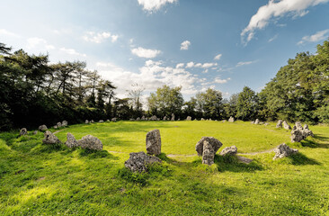 The late Neolithic prehistoric stone circle The Kings Men. Part of the Rollright Stones, Oxfordshire, England. 3000+ years old