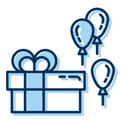 gift box and balloon icon on transparent background