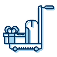 suitcase and gift box icon on a transparent background