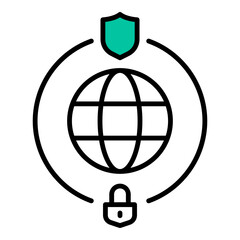 internet and security icons on transparent background