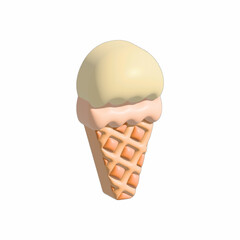 ice cream cone isolated. 3d ice cream cone icon in summer.