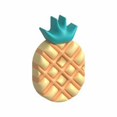 3d pineapple  icon in summer. Fruit isolated 