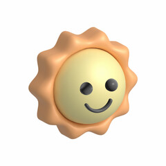 sun isolated. 3d sun icon in summer.  sun cartoon. smiling face