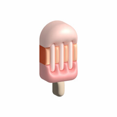 ice cream isolated. 3d ice cream icon in summer. Popsicles stick 