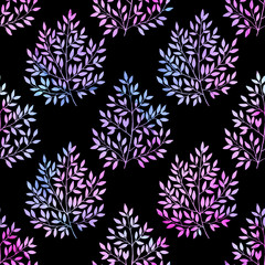 Fototapeta na wymiar Seamless pattern with cute simple pink detailed branches with leaves.