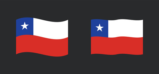 Flag of Chile. Set of chilean national symbol in different waving shapes.