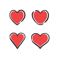 Heart doodles. Hand drawn hearts. Valentine's day love illustrations.