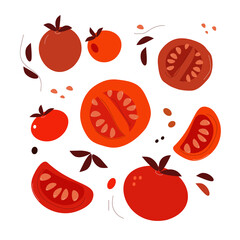 set tomato cartoon doodle vector 