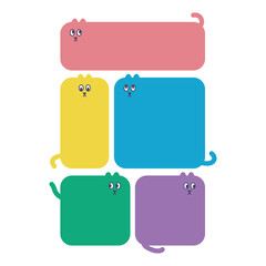 カラフルかわいいフキダシ・猫のシッポ