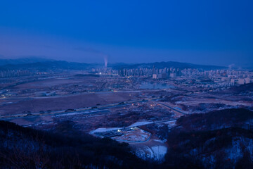 Scenic view of mountains against sky during sunrise
