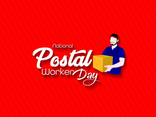 National Postal Worker Day. Portrait Of Smiling Delivery Man. Vector illustration of postal worker for social media and print media.
