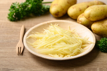 Sliced raw potatoes for cooking, Food ingredients