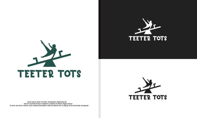 logo illustration vector graphic of Attractive child playing seesaw.