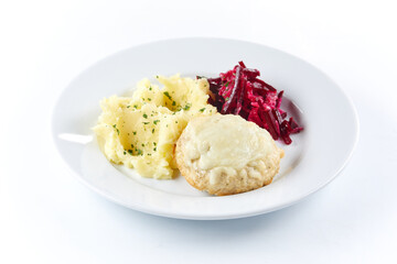 cutlet with mashed potato and salad