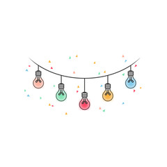 Guirnalda de luces. Bombillas o focos de luces de colores. Concepto de fiesta y decoraci&oacute;n