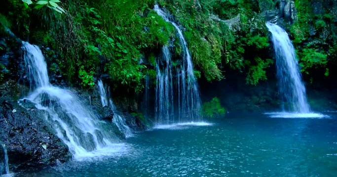 陣馬の滝　清流と滝つぼ　静岡県