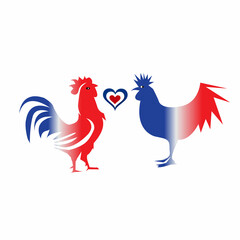 Rooster with heart of france for happy bastille day.