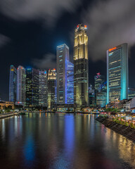 Naklejka premium Beautiful view of Singapore Central Business District (CBD) at night