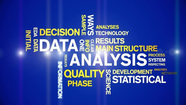 4k Data Analysis Animated Tag Word Cloud;Text Design big data Animation typography seamless loop.