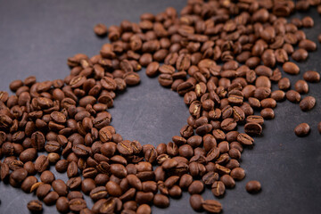 coffee beans on the wooden background