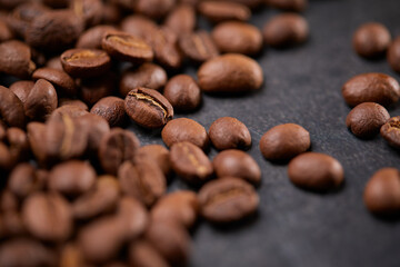 coffee beans on the wooden background