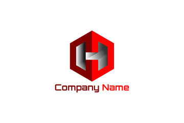 3D vector logo element with initial H in shield shape. Usable for real estate, technology and general business brands