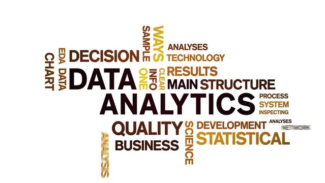 4k Data Analytics Animated Tag Word Cloud;Text Design big data Animation typography seamless loop.