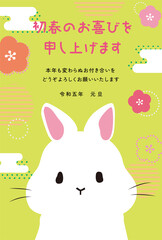 うさぎと和柄の2023年賀状テンプレート　華やかな配色