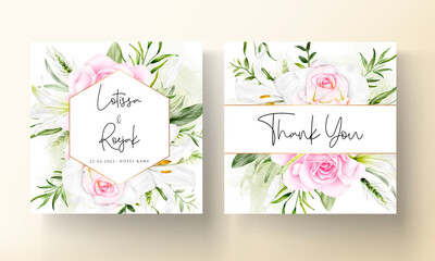beautiful watercolor floral wreath wedding invitation card template