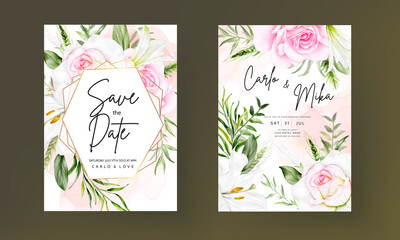 beautiful watercolor floral wreath wedding invitation card template