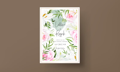 beautiful watercolor floral wreath wedding invitation card template