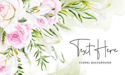 beautiful romantic floral wreath background template