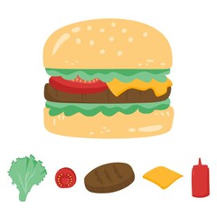Hand drawn big burger doodle illustration