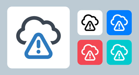Cloud Alert icon - vector illustration . Cloud, Alert, Data, Storage, Warning, Error, Attention, server, network, line, outline, flat, icons .