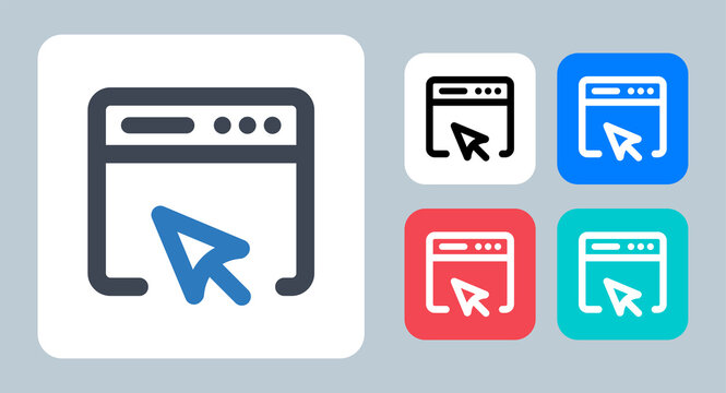 Click Icon - Vector Illustration . Browser, Click, Cursor, Website, Web, Internet, Site, Line, Outline, Flat, Icons .