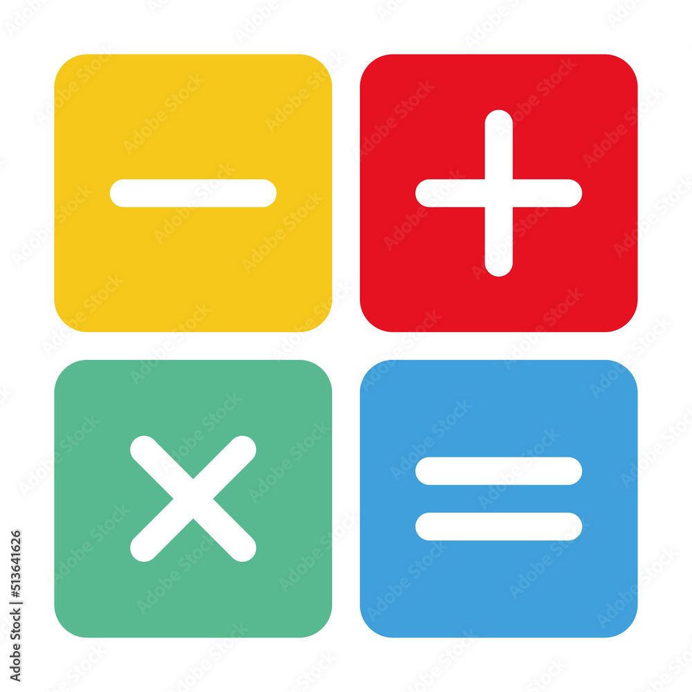Poster mathematics. full color calculator icon for calculator app interface design. basic elements of graph