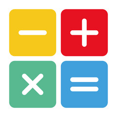 Mathematics. Full color calculator icon for calculator app interface design. Basic elements of graphic design. plus, minus, times equal. Editable vector in EPS10