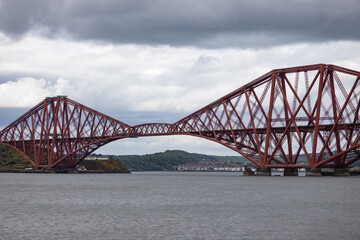 Fototapeta na wymiar Historic Forth Bridge over the Firth of Forth in Scotland