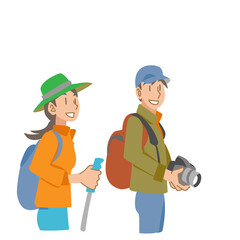 アウトドアを楽しむ夫婦